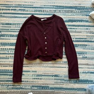 Maroon ish purple cropped sweater. Double zero Size Small. Button details.